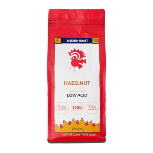 Puroast Low Acid Coffee Flavored Coffee | Hazelnut Ground | Medium Roast | High Antioxidants & High pH |No Bitter Aftertaste | Reduced Heartburn & GERD | Suitable for Cold Brew - 2.2 LB