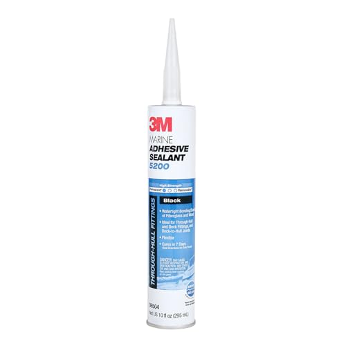 3M Marine Adhesive Sealant 5200 (06504) Permanent Bonding and Sealing for Boats and RVs Above and Below the Waterline Waterproof Repair, Black, 10 fl oz Cartridge