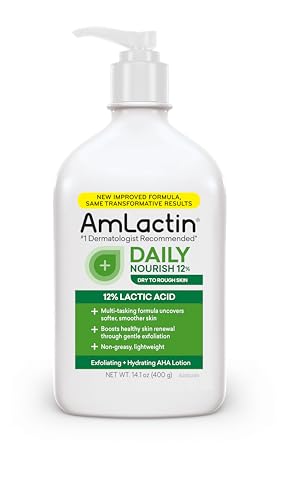 AmLactin Daily Nourish 12% - 14.1 oz Body Lotion with 12% Lactic Acid - Exfoliator and Moisturizer for Dry Skin (Packaging May Vary)