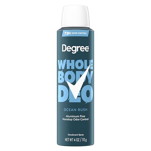 Degree Men Whole Body Deodorant Ocean Rush Spray for Men Aluminum Free 72H Odor Protection 4 oz