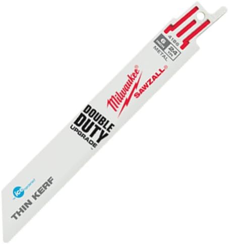 Milwaukee 6" L Reciprocating Saw Blade, Bi-Metal, 24 TPI, Metal Cutting, 50 pk.