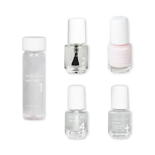 Dazzle Dry Mini Kit 4 Step System - At First Blush - A pale, subtle off-white pink. Full coverage cream. (5 Piece Kit / 5 Manicures)