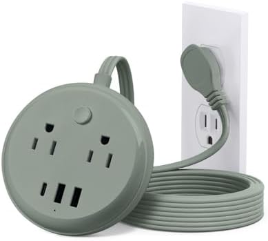 Flat Plug Power Strip with USB C Ports, KOOSLA Travel Extension Cord No Surge Protection - 2 Outlets 3 USB Ports(1250W) - Cruise Essentials for Cruise Ship, Home, Office, Dorm Room, 5ft