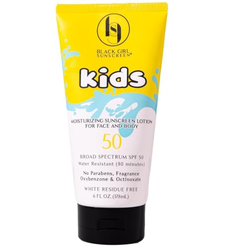 Large Kids SPF 50 Sunscreen Lotion, 6 Oz Vegan & Water-Resistant, Will not Leave White Residue (6 Fl. Oz.)