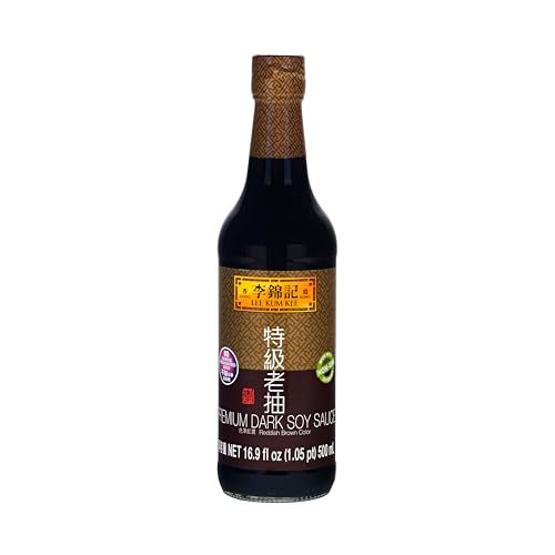 Lee Kum Kee Premium Dark Soy Sauce (16.9 oz - 2 Pack), Full-Bodied Naturally Brewed Soy Sauce, Non GMO Soybeans, Vegan, No MSG, Best for Adding Natural Colors to Stews, Gravies, Braised Dishes & Stir-Fried Noodles