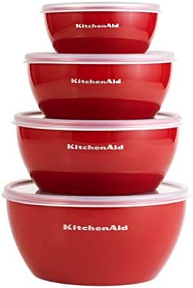 KitchenAid Classic Prep Bowls with Lids Set of 4 Small Nesting Bowls for Ingredient Prep and Storage, Dishwasher Safe
