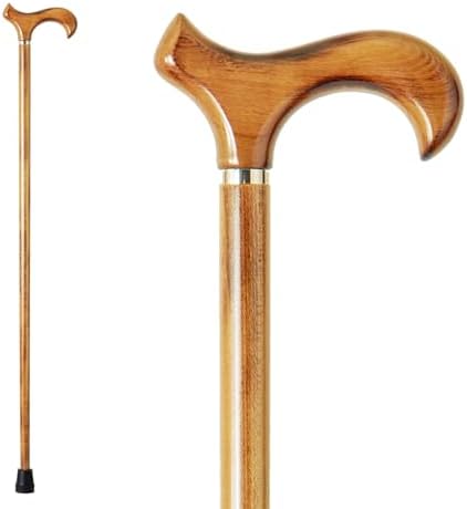 GUYUE Handmade Wooden Walking Cane for Men and Women Ergonomic Wood Cane for Seniors Better Rubber Tips - 37 Inches