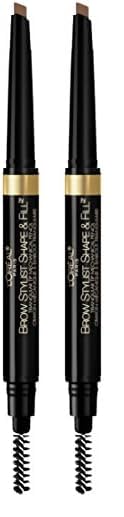 L’Oréal Paris Brow Stylist Shape & Fill Mechanical Eye Brow Makeup Pencil, Brunette, 0.008 oz. (Pack of 2)