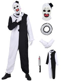 Clown Halloween Costume Adults Art Clowns Cosplay Bodysuit with Mask Gloves Knife for Scary Killer Funny Outfit RK019S