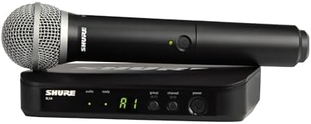 Shure BLX24/PG58 Wireless Microphone System - 14-Hour Battery Life, 300 ft Range, UHF | Includes PG58 Handheld Vocal Mic, Single Channel Receiver | H10 Band (BLX24/PG58-H10)