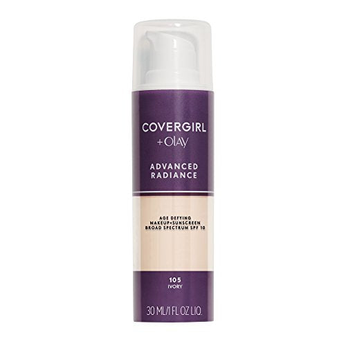COVERGIRL Advanced Radiance Age Defying Foundation, Liquid Foundation, 1.0 Fl Oz, Anti-Aging, Age-Defying Formula, Buildable Coverage