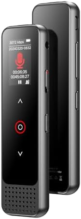 128GB Digital Voice Recorder with Playback, Small Voice Activated Recording Device for Lectures & Meetings, Bluetooth Noise Cancelling Audio Recorder Device (Black)