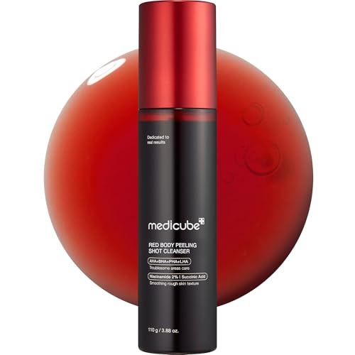 medicube Red Body Peeling Shot, Body Spray Cleanser for Strawberry skin, AHA + BHA + Succinic Acid Helps Reduce Body Breakouts and Bumpy Skin, Smoothing and Exfoliating, 3.88 oz.
