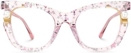 Zeelool Stylish Cat Eye Pearl Glasses Frame Women with Non-prescription Clear Lens ZJGX957054
