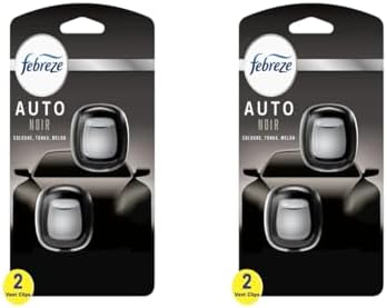 Febreze Vent Clip Car Air Freshener, Odor Eliminator, Auto Noir Scent, 4 Clips (2 Packs)