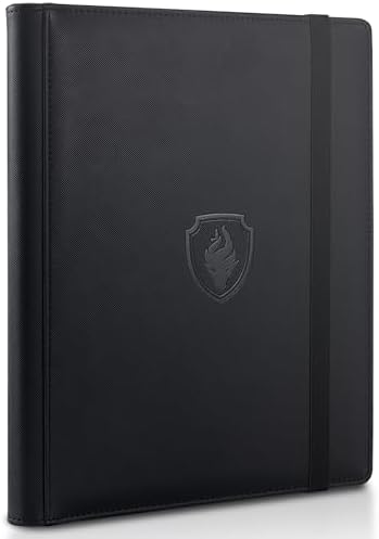 Trading Card Binder 9 Pocket, Fabmaker PU Cover Card Collection Binder for 360 Cards, Premium Card Book, Sturdy Card Holder Folders, Card Album for YuGiOh, MTG, TCG, Game Cards & Sports Cards, Black