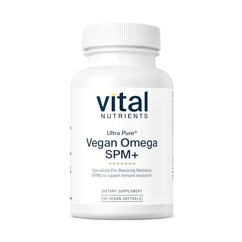 Vital Nutrients Ultra Pure Vegan Omega SPM + | Specialized Pro Resolving Mediators to Support Immune System | DHA and DHA Fatty Acids | Plant-Based algal Oil | Burpless Supplement | 90 Mini Softgels