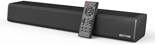 Sound Bar, BESTISAN 50 Watts Soundbar with HDMI, Optical, Coaxial, AUX, USB and Bluetooth Connection, DSP, Bass Adjustable, 16 Inch, Mountable