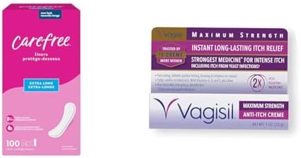 Carefree Panty Liners 100ct & Vagisil Maximum Strength Anti-Itch Cream, Feminine Care Bundle