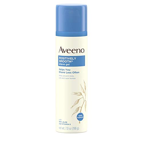 Aveeno Positively Smooth Moisturizing Shave Gel with Soy, Aloe & Vitamin E helps Prevent Nicks, Cuts & Razor Bumps, Creamy Shave Gel for a Close, Smooth Shave, Lightly Fragranced, 7 oz, 6 Pack