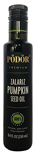 PÖDÖR Premium Zalariz Pumpkin Seed Oil - 8.4 fl. Oz. - Cold-Pressed, 100% Natural, Unrefined and Unfiltered, Vegan, Gluten-Free, Non-GMO in Glass Bottle