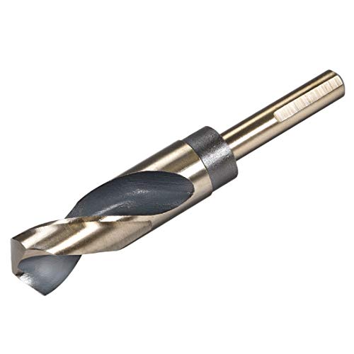 uxcell Reduced Shank Twist Drill Bits 25mm Black Nitride & Gold Titanium Coated High Speed Steel 4341 with 12.7mm (1/2") Shank for Stainless Steel Alloy Metal Plastic Wood