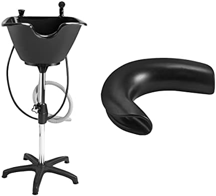 Dompel Portable Shampoo Bowl, Ergonomic and Deep Portable Wash Bowl for Hairstylist and Handicap & Disabled, Seniors, Home Services, Steel Structure, Hair Washing Basin. (DOMPEL- NECK)