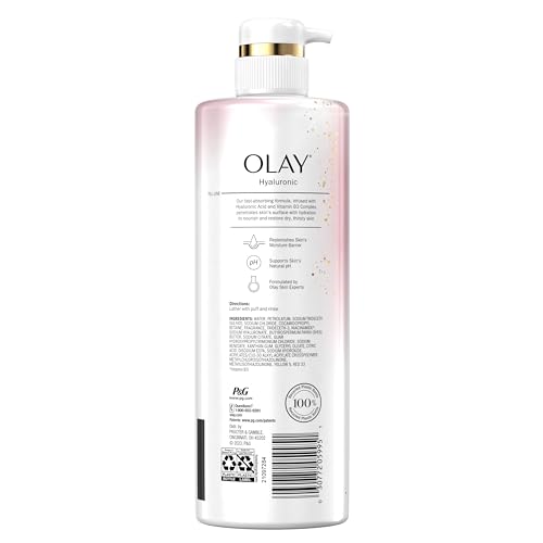 Olay Body Wash Women Cleansing & Nourishing with Hyaluronic Acid & Vitamin B3, 20 fl oz (Pack of 4)