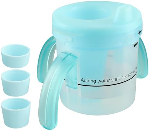 Dysphagia Cup for Adults with Difficulty Swallowing, Sippy Cup for Elderly Spill Proof 5cc, 10cc, 15cc, No Spill Slow Flow Regulating Drinking Cup to Prevent Choking (Transparent Blue)