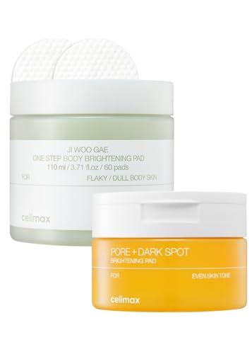 celimax ONE STEP Body Brightening Pad 110ml (60 pads) + Ji.Woo.Gae Pore+Dark Spot Brightening Pad(40 pads) Bundle