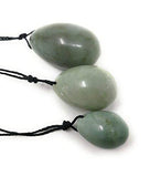 THY COLLECTIBLES Set of 3 Drilled Yoni Eggs Green Jade Stone Egg for Kegel Exercise Pelvic Floor Muscles Vaginal Exercise Ben Wa Ball Health Care for Women Beautiful Brocade Gift Box & Pouch