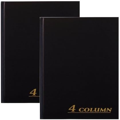 Adams Account Book, 4-Column, Black Cloth Cover, 9.25 x 7 inches, 80 Pages per Book (2)
