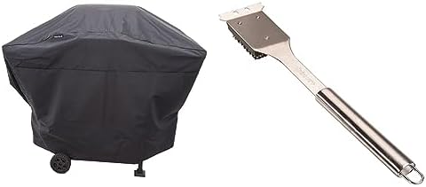 Char Broil 2 Burner Grill Cover + Cuisinart Stainless Steel BBQ Grill Cleaning Brush and Scraper, 16.5"