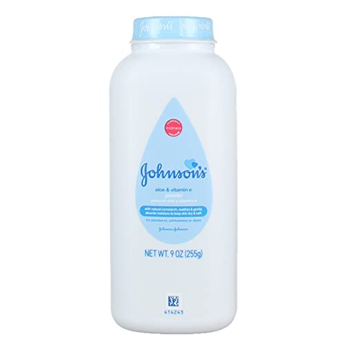 JOHNSON'S Baby Powder, Pure Cornstarch with Soothing Aloe & Vitamin E 9 oz (Pack of 10)