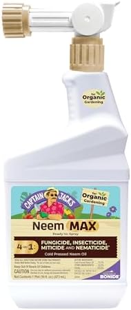 Bonide Captain Jack's Neem Max, 16 oz Ready-to-Spray Cold Pressed Neem Oil, Multi-Purpose Insecticide, Fungicide, Miticide and Nematicide for Organic Gardening