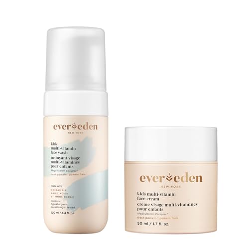Evereden Kids Happy Face Duo (Fresh Pomelo) - Multi-Vitamin Kids Face Wash & Kids Face Cream Set - Clean & Vegan Skin Care for Kids 3+ - Moisturizing, Nourishing, & Protective Kids Skin Care Set