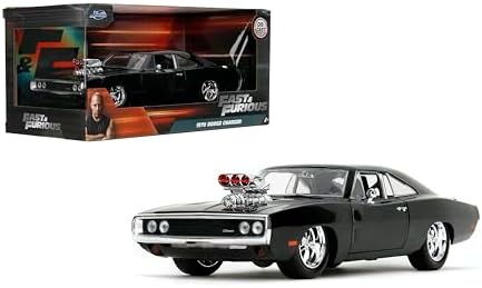 Jada Toys Fast & Furious 1:24 Dom's 1970 Dodge Charger R/T Die-cast Car, Toys for Kids and Adults, Black