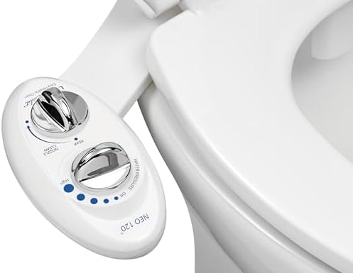 LUXE Bidet NEO 120 - Self-Cleaning Nozzle, Fresh Water Non-Electric Bidet Attachment for Toilet Seat, Adjustable Water Pressure, Rear Wash (White)