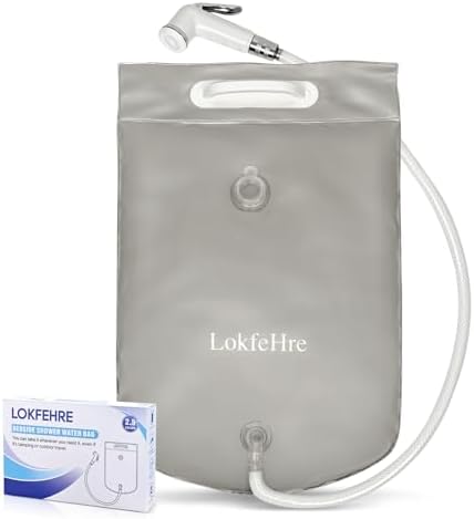 Bedside Shower Water Bag - 2.5 GL Portable Water Shower Bag For Hair Washing In Bed. Use with Inflatable Shampoo Basin, Inflatable Hair Washing Basin, Inflatable Bathtub For Elderly (Grey)