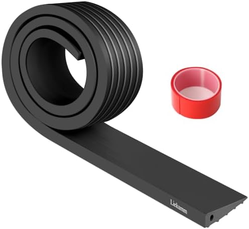 LIEKUMM 3/8" Rise PVC Threshold Ramp for Doorways, 1700 Lbs Capacity, Self-Adhesive Transition Ramp for Wheelchairs, Strollers, and Scooters, Cuttable, Black