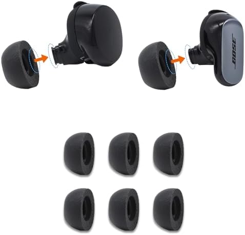 Comply Foam Ear Tips for Bose QuietComfort II and Ultra, Assorted S, M, L, 3 Pairs, Black, Ultimate Comfort, Unshakable Fit, Replacement Earbud Tip, Made in The USA