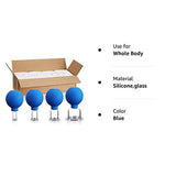 4 Pieces Glass Cupping Set Glass Silicone Cupping Cups Massage Vacuum Suction Cupping Cups for Body Face Leg Arm Back Shoulder Muscle and Joint Pain (Blue)