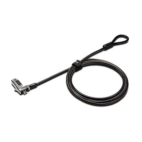 Kensington Slim Combination Laptop Lock for Ultra-thin Laptops, Security Computer Lock Cable, T-Bar Standard Slot for HP Lenovo Asus Acer, Resettable 4-wheel Number Code with 6 Foot Cable, K60600WW