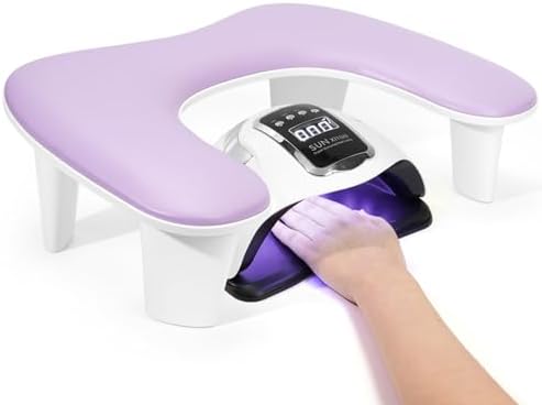 Arm Rest for Nails Tech: U-Shaped Manicure Nail Arm Rest Stand Purple Big Armrest Microfiber PU Leather Hand Rest Pillow for Acrylic Nail Cushion