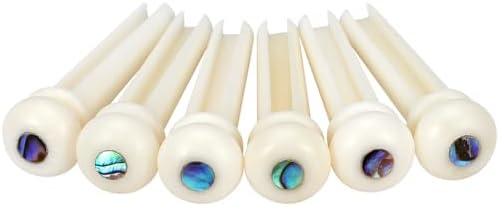 Blisstime 6pcs Guitar Bone Bridge Pins Replacement Parts with Abalone Dot