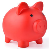 PJDRLLC Piggy Bank, Unbreakable Plastic Money Bank, Coin Bank for Girls and Boys, Medium Size Piggy Banks, Practical Gifts for Birthday, Easter, Christmas (Red)