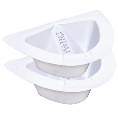 Graduated Specimen Collector Pans 32oz - Urine Measuring Container, Smooth High Gloss, Transparent, Pour Spout, Flat Bottom, Durable for Healthcare & Home Use (2, 32oz)