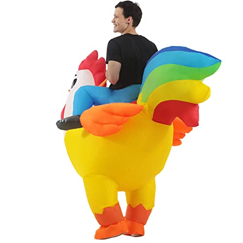 KOOY Inflatable Costume Adult,Halloween Costumes Women Men Rooster Ride On Chicken Costume,Halloween Costumes Blow up Costumes