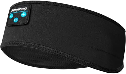 Perytong Sleep Headphones Bluetooth Wireless Sports Headband, Long Playtime Lightweight Headphones Hi-Fi Stereo Ergonomic ASMR Sleep Headphone Cool Gadget Gift for Men Women Black