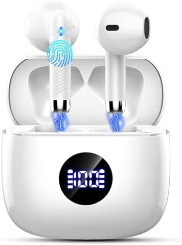 Wireless Earbuds, Bluetooth 5.4 Headphones HiFi Stereo, in Ear Ear Buds with 4 ENC Noise Cancelling Mics, 40H Playback Earphones with Mini Case, IP7 Waterproof Headset with LED Display, USB C Charging